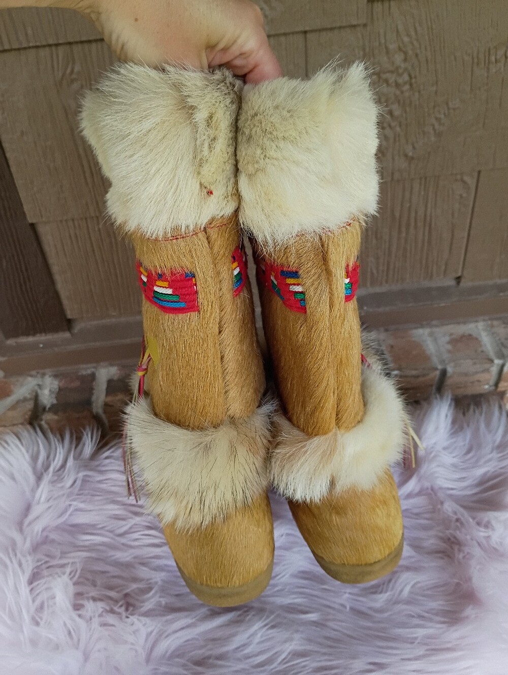 Tecnica Southwestern Apres Ski Goat Hair Fur Winter Snow Boots Made in Italy 42 - Picture 8 of 16